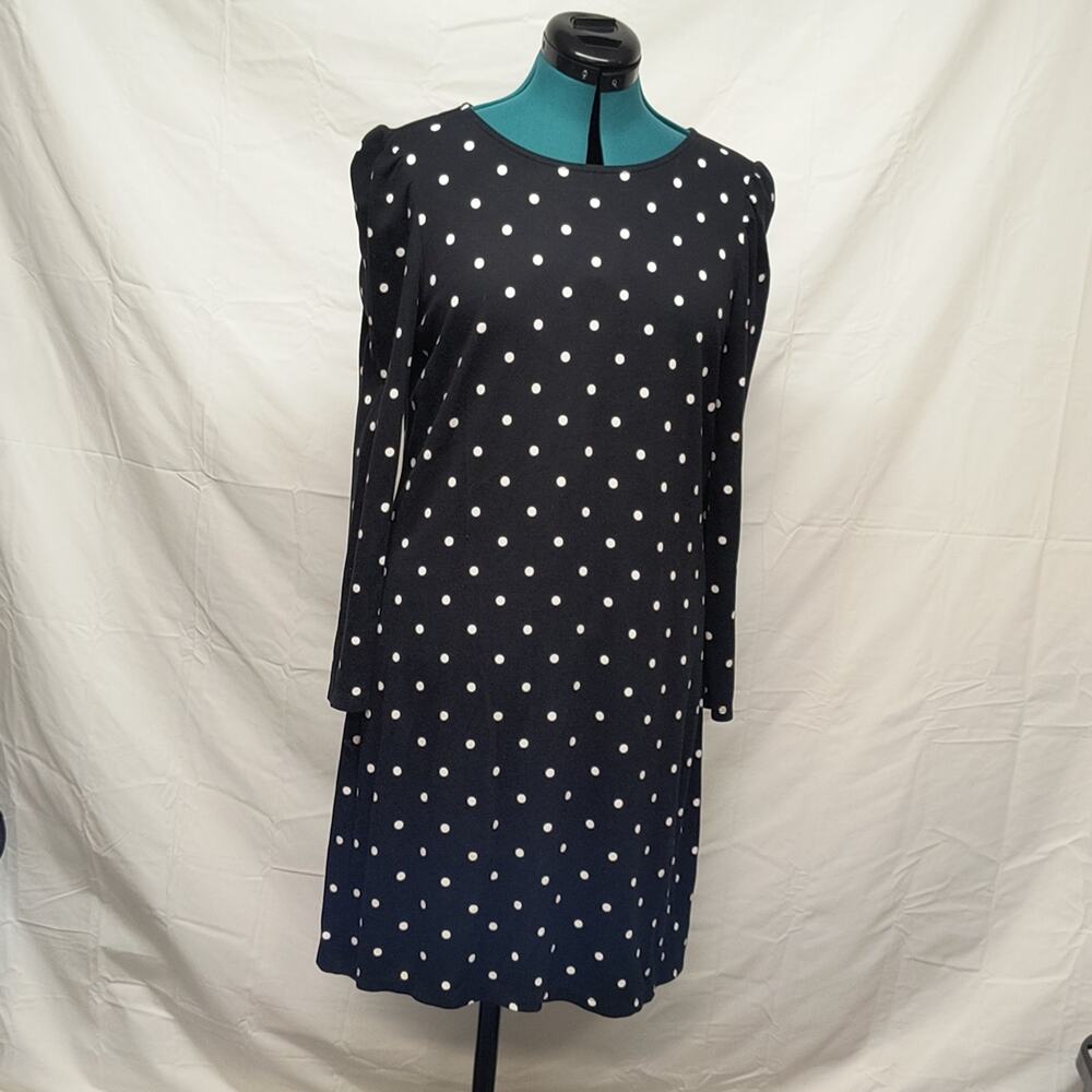 Old Navy Black And White Polka Dot Long Sleeve Dress